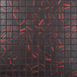 Vidrepur Mosaik Negro Trazos Rojos 25x25